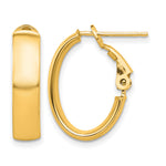 Load image into Gallery viewer, 10K Yellow Gold Oval Square-Tube Hoop Omega Back Hoop Earrings 19.25mm x 13.5mm x 5mm

