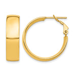 Charger l'image dans la galerie, 10K Yellow Gold Round Square-Tube Hoop Omega Back Hoop Earrings 24.5mm x 7mm
