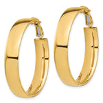 Indlæs billede til gallerivisning 10K Yellow Gold Round Square-Tube Hoop Omega Back Hoop Earrings 35.75mm x 7mm

