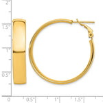 Indlæs billede til gallerivisning 10K Yellow Gold Round Square-Tube Hoop Omega Back Hoop Earrings 35.75mm x 7mm
