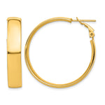 Indlæs billede til gallerivisning 10K Yellow Gold Round Square-Tube Hoop Omega Back Hoop Earrings 35.75mm x 7mm
