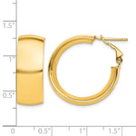 Charger l'image dans la galerie, 10K Yellow Gold Round Square-Tube Hoop Omega Back Hoop Earrings 28mm x 10mm
