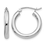 將圖片載入圖庫檢視器 10K White Gold Round Classic Hoop Earrings 15mm x 3mm Approx. 1.41g
