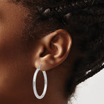 Indlæs billede til gallerivisning 10K White Gold Round Classic Hoop Earrings 35mm x 3mm
