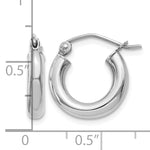 Indlæs billede til gallerivisning 10K White Gold Round Classic Hoop Earrings 15mm x 3mm Approx. 0.97g
