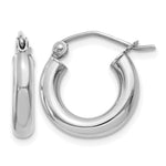 Indlæs billede til gallerivisning 10K White Gold Round Classic Hoop Earrings 15mm x 3mm Approx. 0.97g

