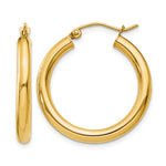 Load image into Gallery viewer, 10K Yellow Gold Round Classic Hoop Earrings 25mm x 3mm
