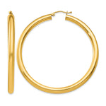 画像をギャラリービューアに読み込む, 10K Yellow Gold Round Classic Hoop Earrings 55mm x 4mm
