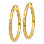 Lade das Bild in den Galerie-Viewer, 10K Yellow Gold Round Diamond Cut Sparkling Click Top Hoop Earrings 35mm x 3mm
