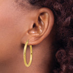 Lade das Bild in den Galerie-Viewer, 10K Yellow Gold Round Diamond Cut Sparkling Click Top Hoop Earrings 35mm x 3mm
