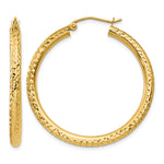 Lade das Bild in den Galerie-Viewer, 10K Yellow Gold Round Diamond Cut Sparkling Click Top Hoop Earrings 35mm x 3mm

