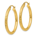 Indlæs billede til gallerivisning 10K Yellow Gold Round Diamond Cut Sparkling Click Top Hoop Earrings 30mm x 3mm
