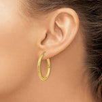 Indlæs billede til gallerivisning 10K Yellow Gold Round Diamond Cut Sparkling Click Top Hoop Earrings 30mm x 3mm
