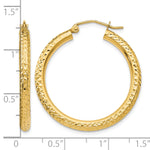 Indlæs billede til gallerivisning 10K Yellow Gold Round Diamond Cut Sparkling Click Top Hoop Earrings 30mm x 3mm
