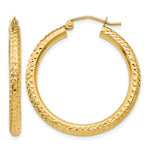 Indlæs billede til gallerivisning 10K Yellow Gold Round Diamond Cut Sparkling Click Top Hoop Earrings 30mm x 3mm
