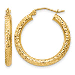Load image into Gallery viewer, 10K Yellow Gold Round Diamond Cut Sparkling Click Top Hoop Earrings 25mm x 3mm
