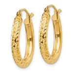 Charger l'image dans la galerie, 10K Yellow Gold Round Diamond Cut Sparkling Click Top Hoop Earrings 20mm x 3mm

