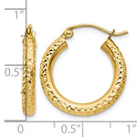 Charger l'image dans la galerie, 10K Yellow Gold Round Diamond Cut Sparkling Click Top Hoop Earrings 20mm x 3mm
