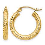 Charger l'image dans la galerie, 10K Yellow Gold Round Diamond Cut Sparkling Click Top Hoop Earrings 20mm x 3mm
