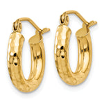 Indlæs billede til gallerivisning 10K Yellow Gold Round Diamond Cut Sparkling Click Top Hoop Earrings 13mm x 3mm
