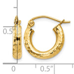 Indlæs billede til gallerivisning 10K Yellow Gold Round Diamond Cut Sparkling Click Top Hoop Earrings 13mm x 3mm
