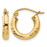 Indlæs billede til gallerivisning 10K Yellow Gold Round Diamond Cut Sparkling Click Top Hoop Earrings 13mm x 3mm
