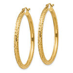 Indlæs billede til gallerivisning 10K Yellow Gold Round Diamond Cut Sparkling Click Top Hoop Earrings 40mm x 3mm
