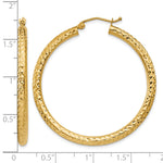 Indlæs billede til gallerivisning 10K Yellow Gold Round Diamond Cut Sparkling Click Top Hoop Earrings 40mm x 3mm
