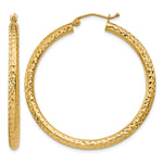 Indlæs billede til gallerivisning 10K Yellow Gold Round Diamond Cut Sparkling Click Top Hoop Earrings 40mm x 3mm
