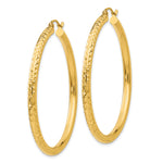 Indlæs billede til gallerivisning 10K Yellow Gold Round Diamond Cut Sparkling Click Top Hoop Earrings 45mm x 3mm
