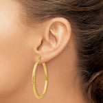 Indlæs billede til gallerivisning 10K Yellow Gold Round Diamond Cut Sparkling Click Top Hoop Earrings 45mm x 3mm
