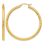 Indlæs billede til gallerivisning 10K Yellow Gold Round Diamond Cut Sparkling Click Top Hoop Earrings 45mm x 3mm
