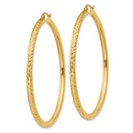 Indlæs billede til gallerivisning 10K Yellow Gold Round Diamond Cut Sparkling Click Top Hoop Earrings 55mm x 3mm
