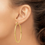 Indlæs billede til gallerivisning 10K Yellow Gold Round Diamond Cut Sparkling Click Top Hoop Earrings 55mm x 3mm
