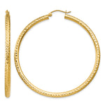 Indlæs billede til gallerivisning 10K Yellow Gold Round Diamond Cut Sparkling Click Top Hoop Earrings 55mm x 3mm
