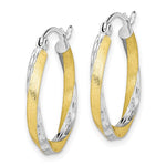 Load image into Gallery viewer, 10K Yellow Gold With Rhodium Round Diamond Cut Twisted Hoop Earrings 21mm x 2.5mm
