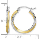 Load image into Gallery viewer, 10K Yellow Gold With Rhodium Round Diamond Cut Twisted Hoop Earrings 21mm x 2.5mm
