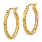 Load image into Gallery viewer, 10K Yellow Gold Round Diamond Cut Hoop Earrings 20mm x 2mm
