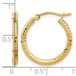 Load image into Gallery viewer, 10K Yellow Gold Round Diamond Cut Hoop Earrings 20mm x 2mm
