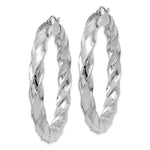 Indlæs billede til gallerivisning 10K White Gold Round Diamond Cut Hoop Earrings 20mm x 2mm
