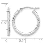 Indlæs billede til gallerivisning 10K White Gold Round Diamond Cut Hoop Earrings 20mm x 2mm
