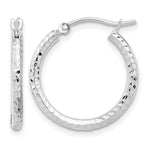 Indlæs billede til gallerivisning 10K White Gold Round Diamond Cut Hoop Earrings 20mm x 2mm
