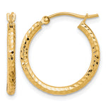 Load image into Gallery viewer, 10K Yellow Gold Round Diamond Cut Hoop Earrings 20mm x 2mm
