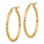 Indlæs billede til gallerivisning 10K Yellow Gold Round Diamond Cut Hoop Earrings 30mm x 2mm
