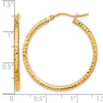 Indlæs billede til gallerivisning 10K Yellow Gold Round Diamond Cut Hoop Earrings 30mm x 2mm
