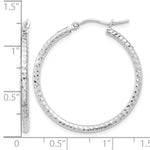 Load image into Gallery viewer, 10K White Gold Round Diamond Cut Hoop Earrings 30mm x 2mm
