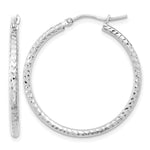 Load image into Gallery viewer, 10K White Gold Round Diamond Cut Hoop Earrings 30mm x 2mm
