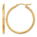 Indlæs billede til gallerivisning 10K Yellow Gold Round Diamond Cut Hoop Earrings 30mm x 2mm
