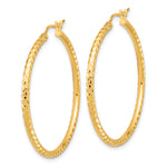 Indlæs billede til gallerivisning 10K Yellow Gold Round Diamond Cut Hoop Earrings 35mm x 2mm
