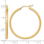 Indlæs billede til gallerivisning 10K Yellow Gold Round Diamond Cut Hoop Earrings 35mm x 2mm
